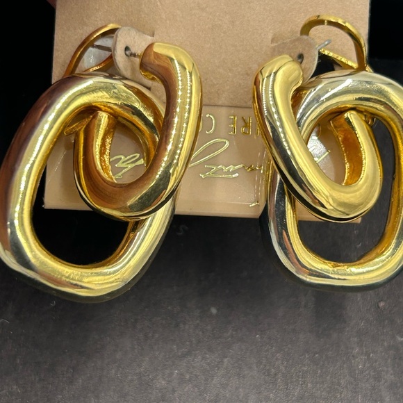 Women's Kenneth Jay Lane couture doorknocker style gold plated earrings - Picture 5 of 5